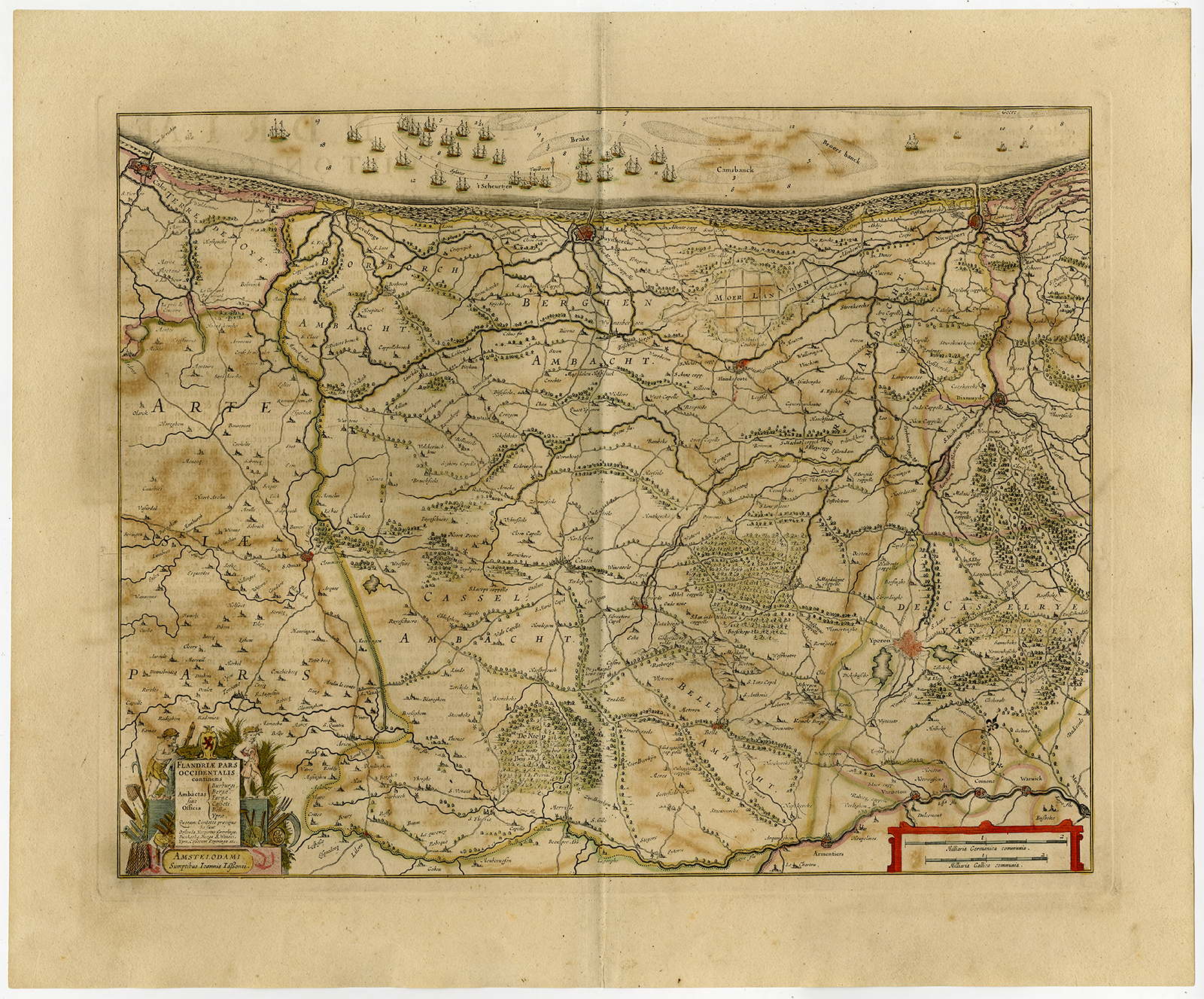 Ab9790 416x345 Antique Print-CALAIS-NIEUWPOORT-BELGIUM-SAINT OMER-Janssonius-1647