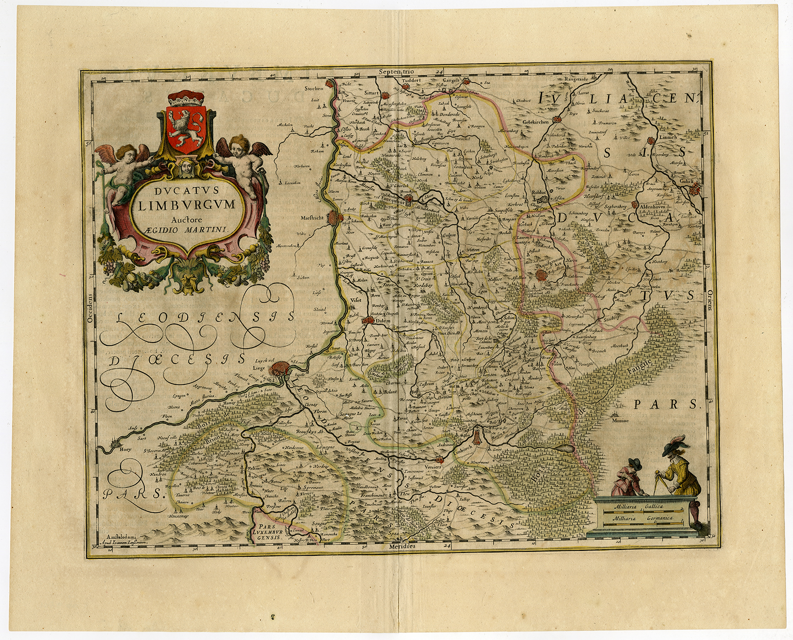 , Antique Print-LIMBURG-MAASTRICHT-SITTARD-VALKENBURG-LIEGE -Janssonius-1647, Pictura Antique Prints