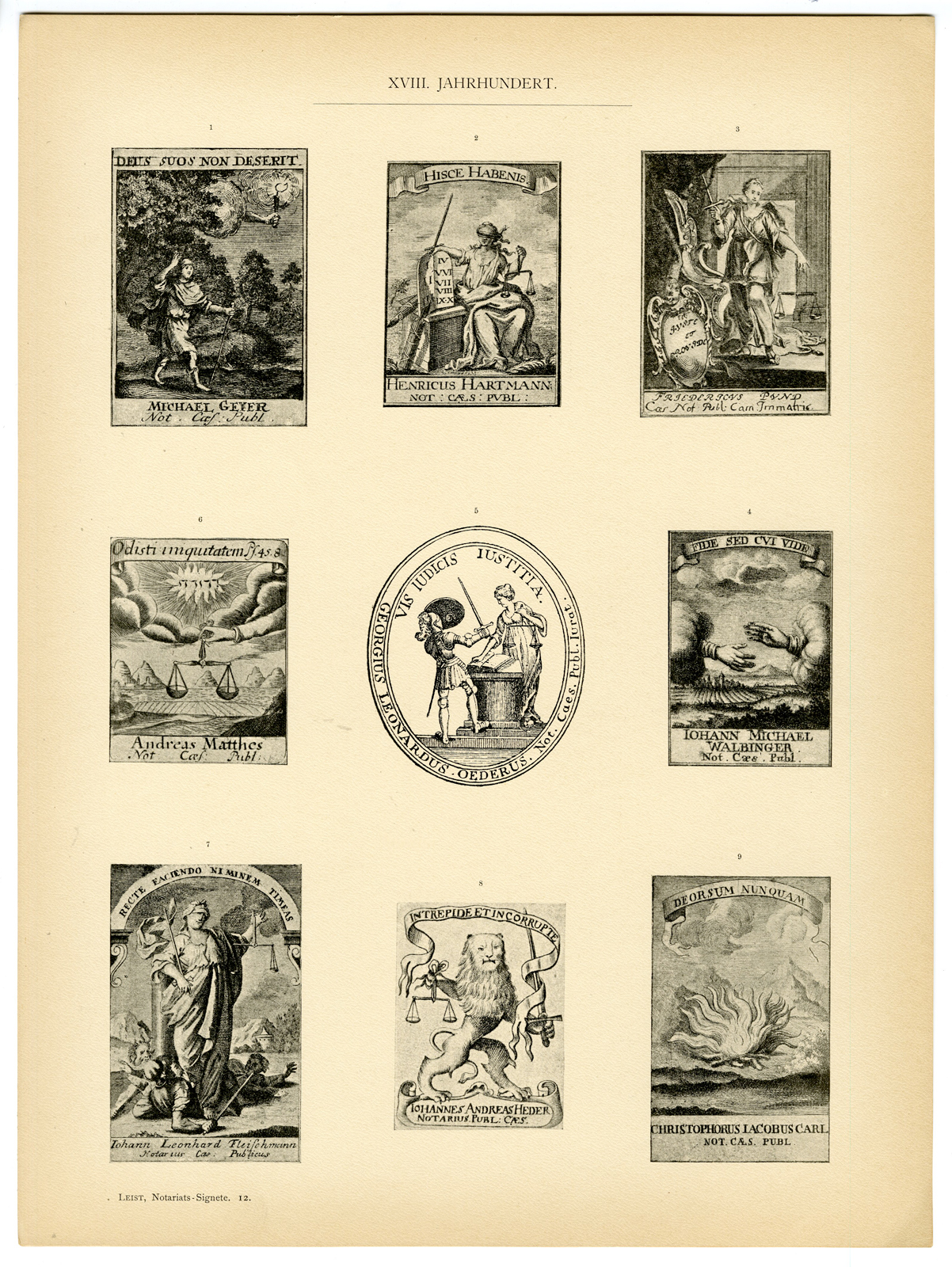 , Antique Book-Die Notariats-Signete-NOTARY ICONOGRAPHY-Leist-1896, Pictura Antique Prints