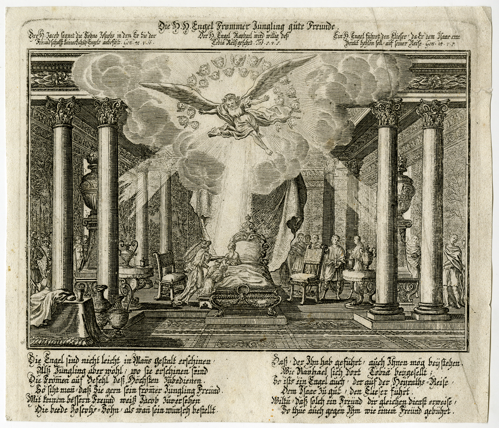 , Antique Print-ANGEL-JAKOB BLESSING SONS OF JOZEF-Anonymous-c.1650, Pictura Antique Prints