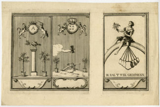 Antique Print-WILLEM IV-NASSAU-LIONS-UNICORN-CANNON-PL. 103-105-de Groot-1751