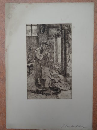 Antique Print-PAINTERS STUDIO-BELGIAN ENGRAVER-HUMOROUS-van den Acker-c. 1900
