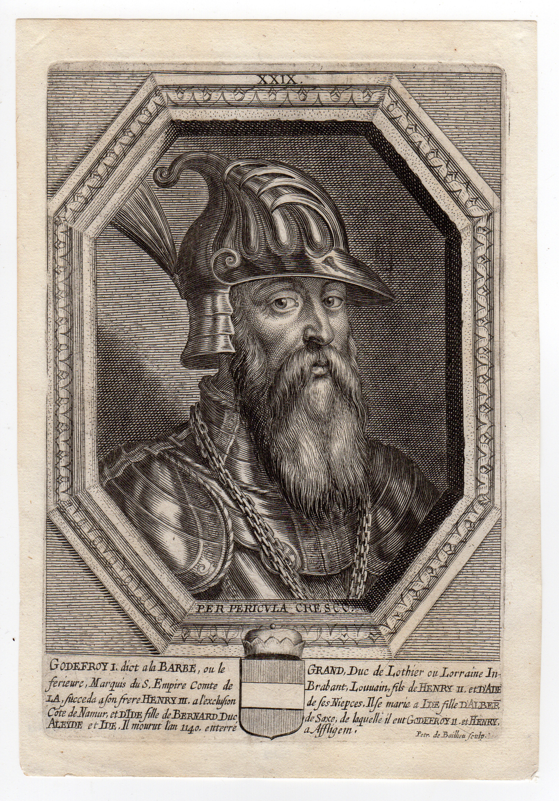 , Antique Print-PORTRAIT-GODFREY I-COUNT OF LEUVEN-FLEMISH-Bailliu-1661, Pictura Antique Prints