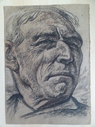 Antique Drawing-PORTRAIT-MALE-STOUT-LABORER-DUTCH-Koster-1937
