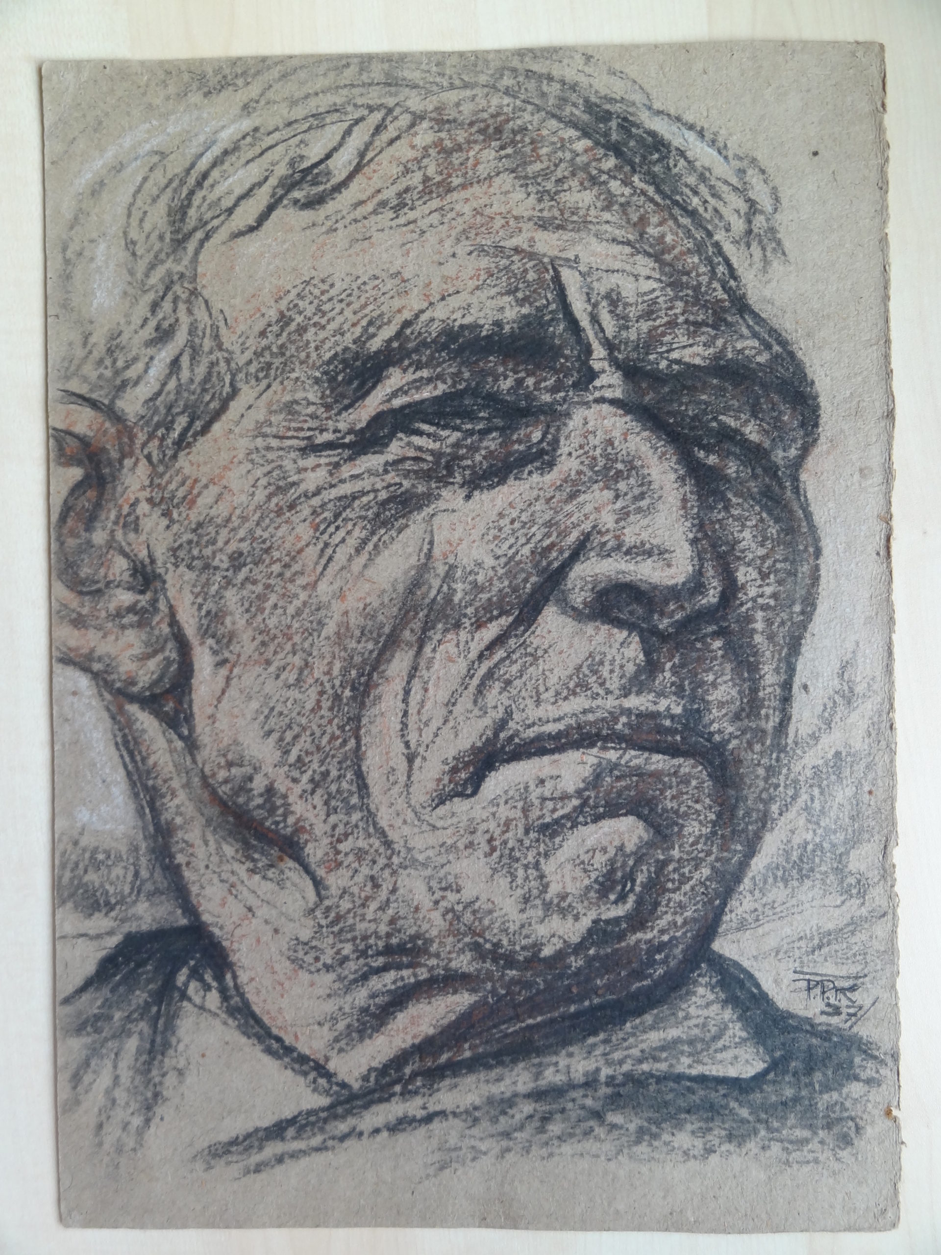 , Antique Drawing-PORTRAIT-MALE-STOUT-LABORER-DUTCH-Koster-1937, Pictura Antique Prints