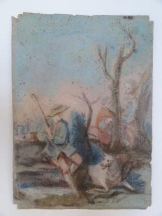 Antique Drawing-SHEPERD-SHEEP-ROMANTIC SCHOOL-LANDSCAPE-Anonymous-c.1825