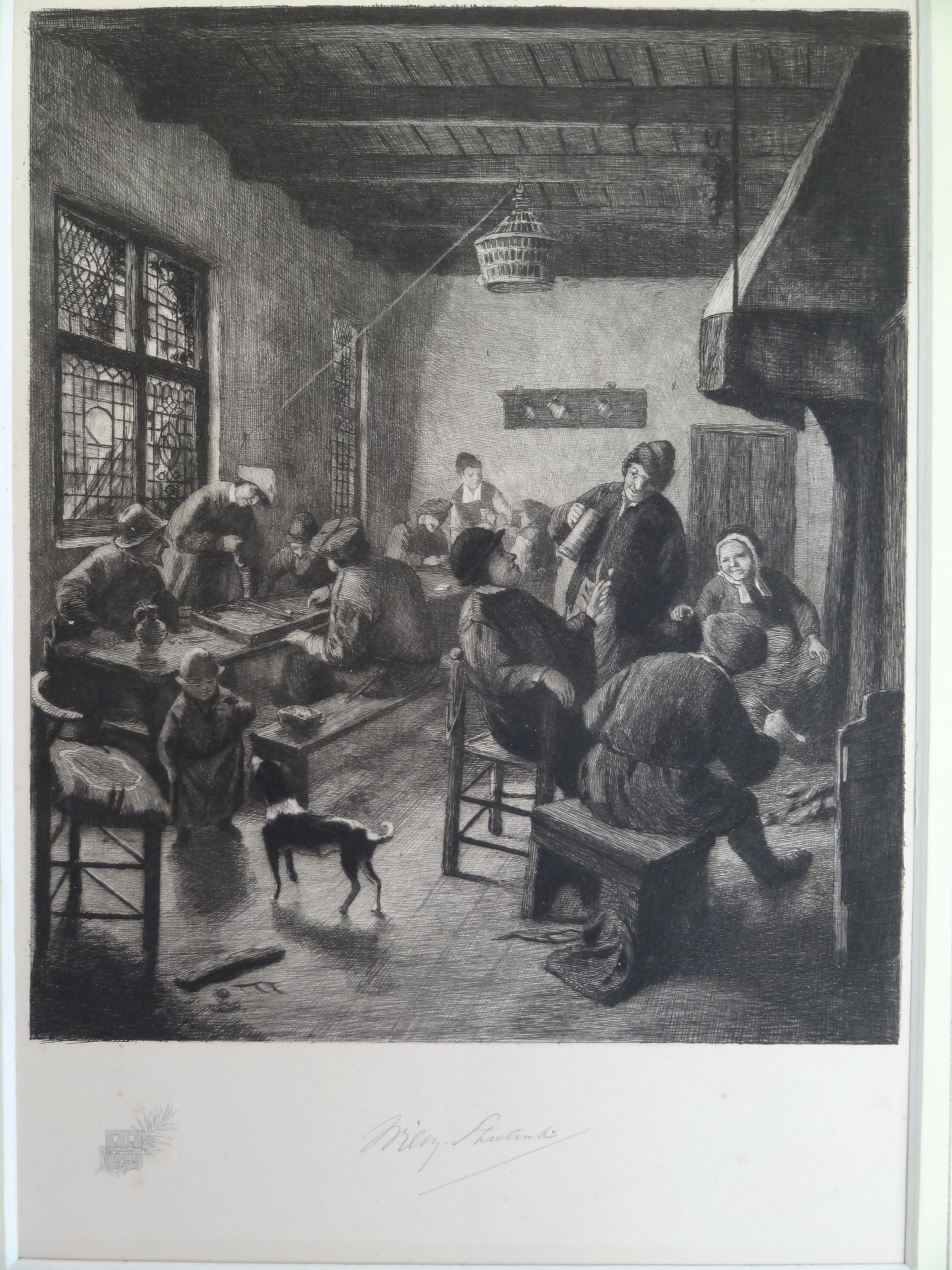 , Antique Print-DRINKING-INN-FARMERS-COSTUME-van Ostade-Steelink jr.-c.1900, Pictura Antique Prints