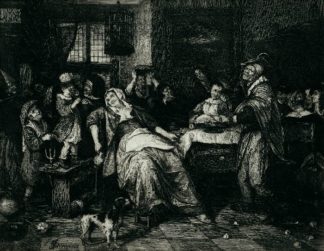 Antique Print-HOUSEHOLD-DRINKING-CHILDREN-ADULTS-ENJOYMENT-Steen-Unger-c. 1900