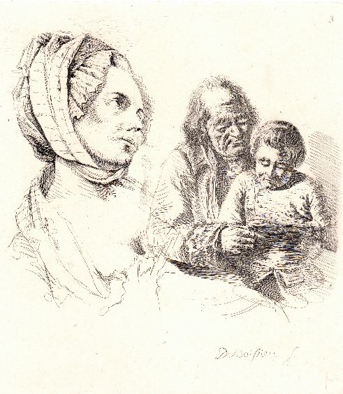 , Antique Print-READING-FASHION-PORTRAIT-Boissieu-c. 1850, Pictura Antique Prints