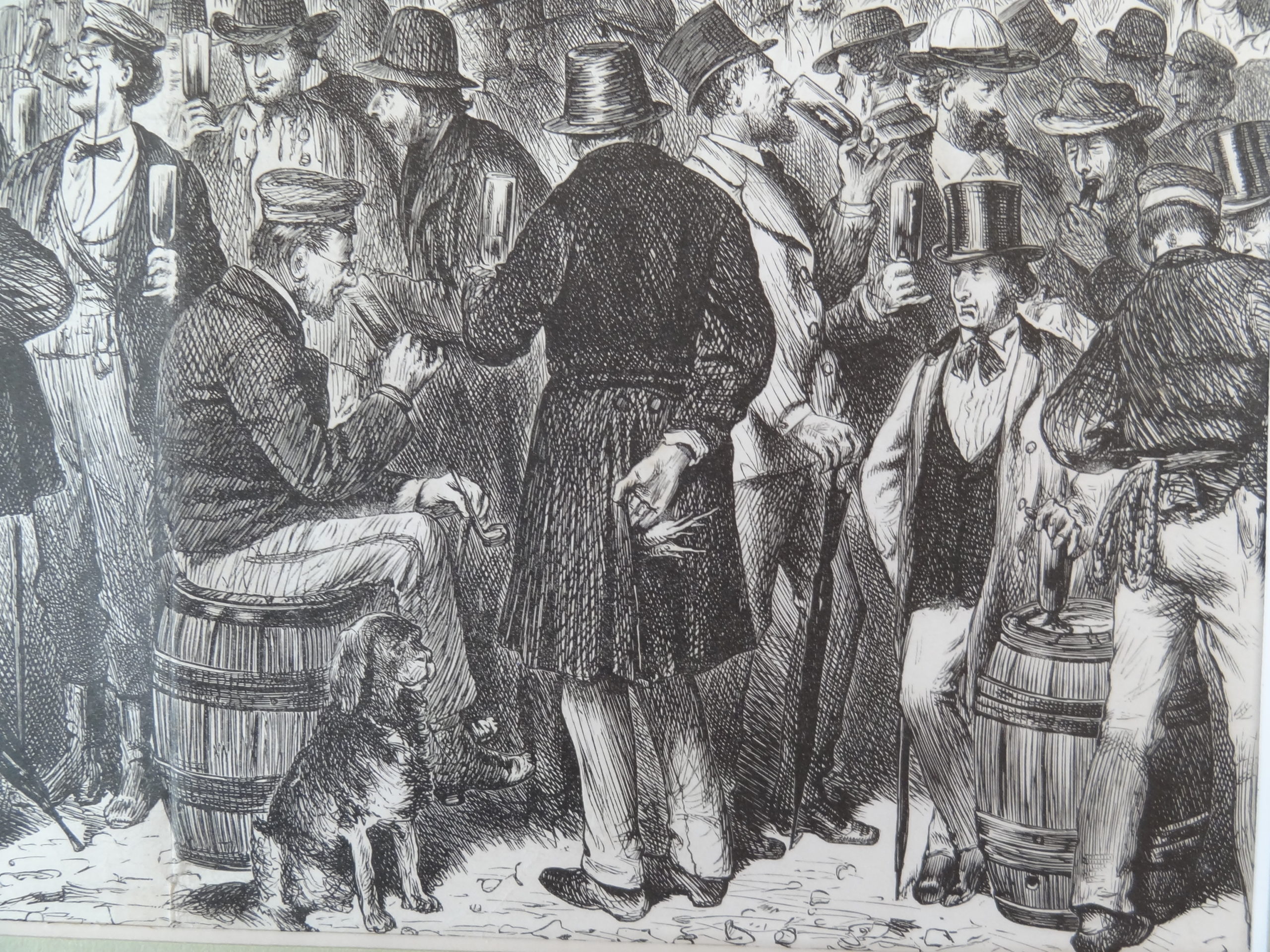 , Antique Print-MARKET-FASHION-FEAST-SELLING-DRINKING-Bechstein-c.1850, Pictura Antique Prints