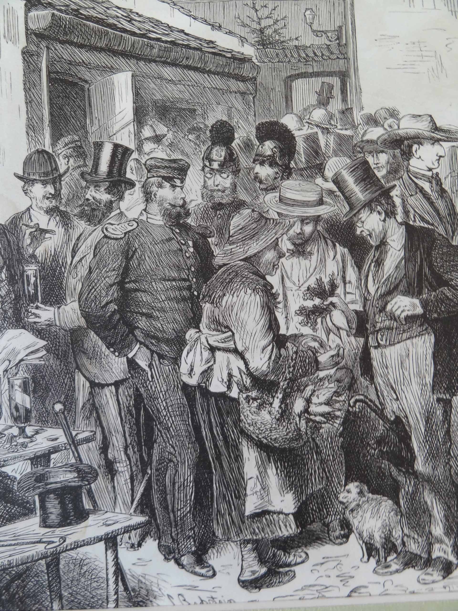 , Antique Print-MARKET-FASHION-FEAST-SELLING-DRINKING-Bechstein-c.1850, Pictura Antique Prints