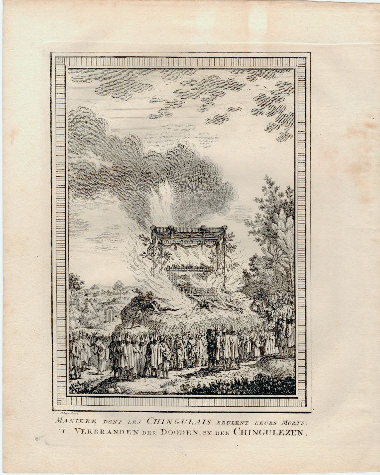 , Antique Print-SRI LANKA-SINGHALESE-BURIAL-FUNERAL PILE-Nieuhof-Schley-c.1750, Pictura Antique Prints