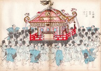 Antique Print-JAPANESE WOODCUT, MIKOSHI, MATSURI, TEMPLE, SHINTO-Anonymous-1889