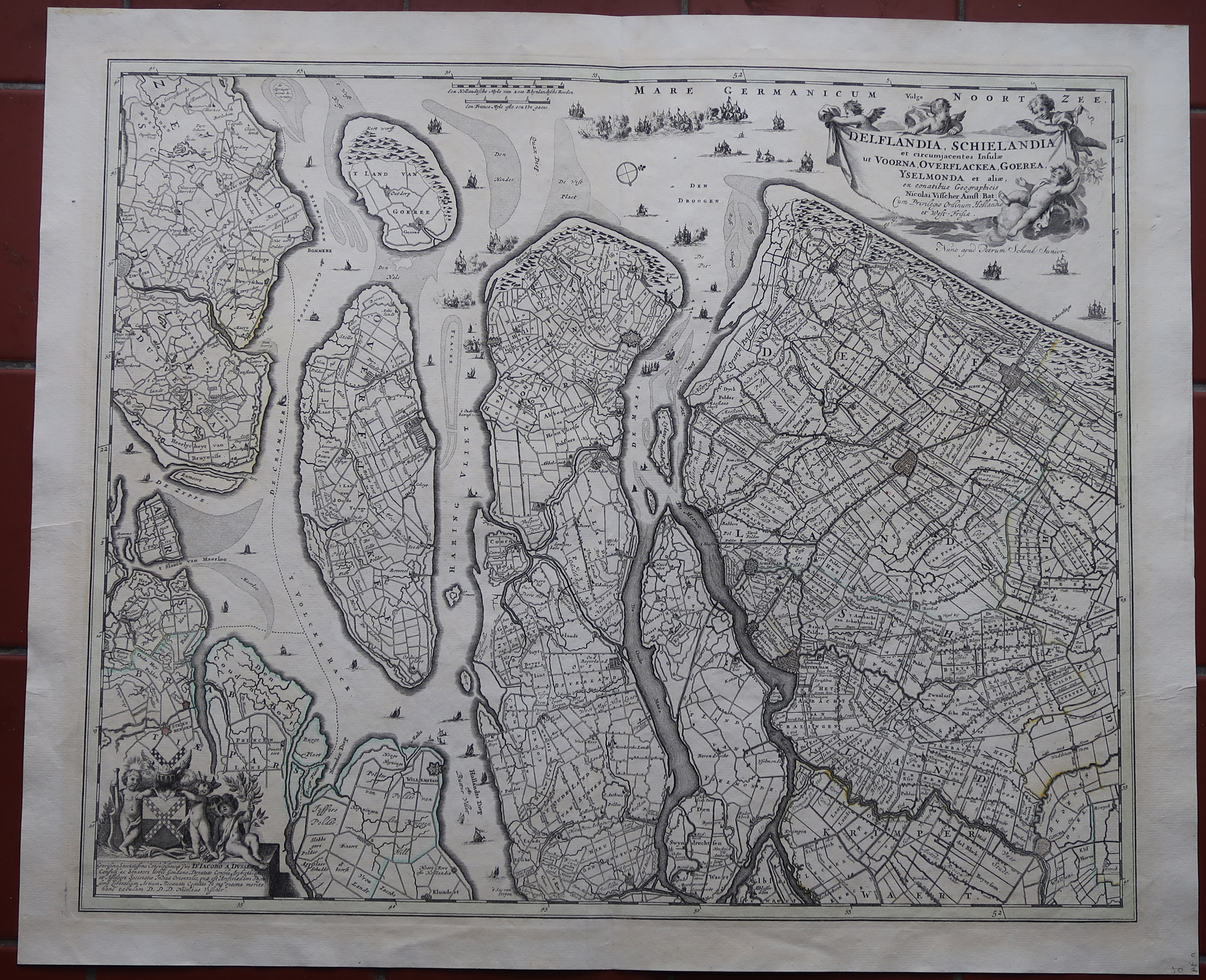 , Antique Print-HOLLAND-NETHERLANDS-DELFLAND-SCHIELAND-Visscher-1665, Pictura Antique Prints