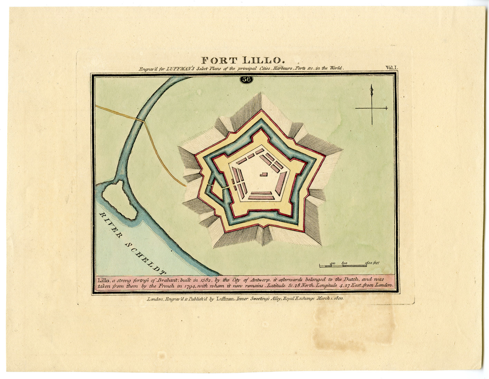 , 4 Antique Prints-FORTIFICATIONS-NIEUWPOORT-CALAIS-LILLO-Mallet-Luffman-c. 1700, Pictura Antique Prints