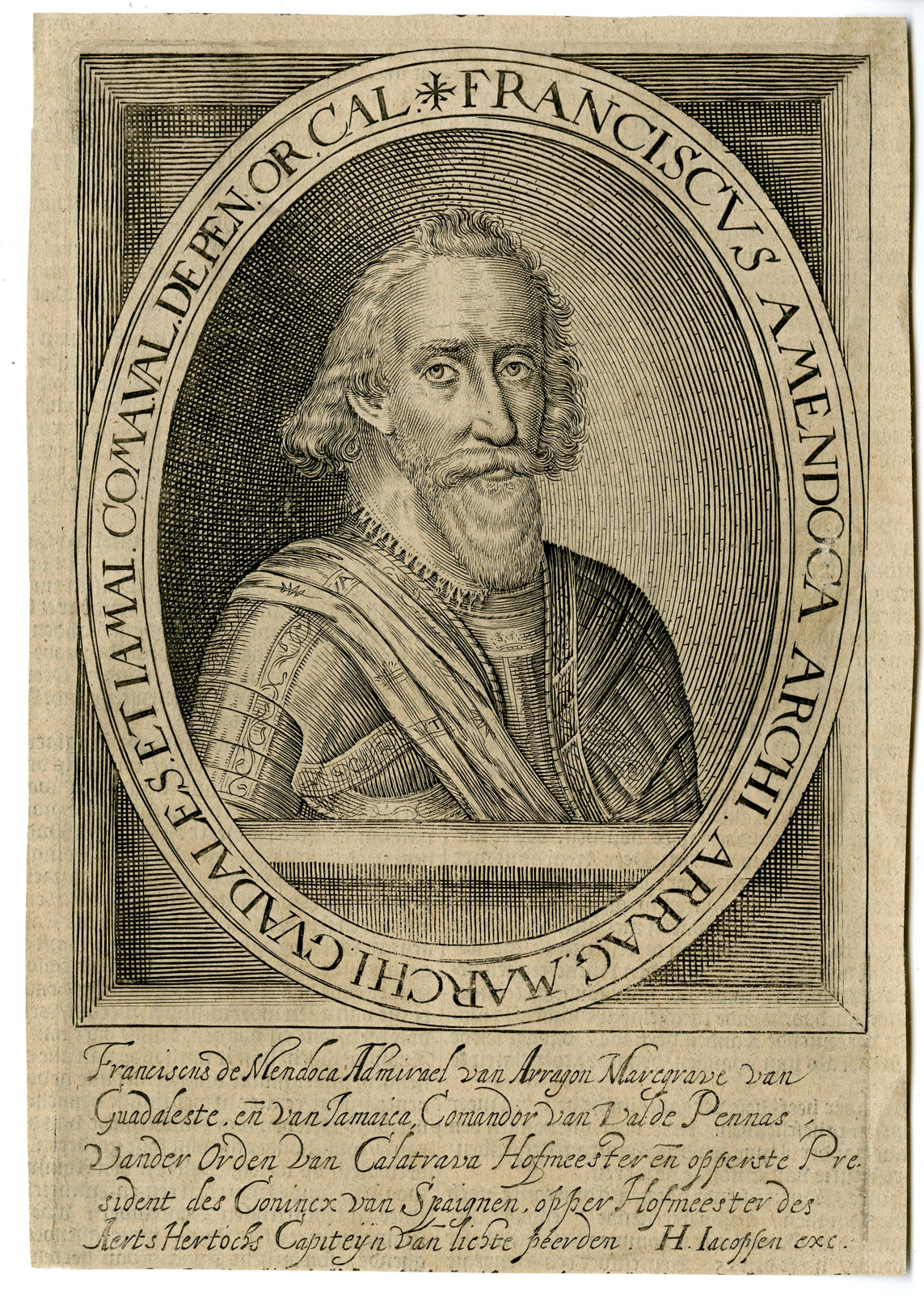 , 4 Antique Prints-FRANCISCO VALDEZ-DE MENDOZA-FERDINAND-FOUQUET-De Clerc-c. 1650, Pictura Antique Prints