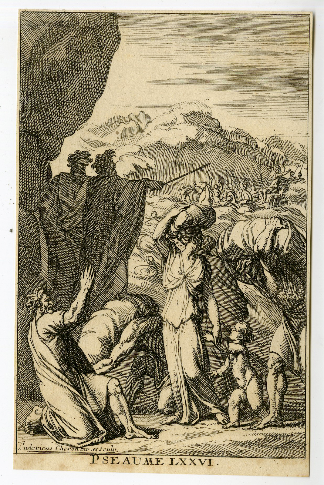 Antique Print-TITLE ENGRAVING-MOSES-RED SEA-Chéron-1694 · Pictura