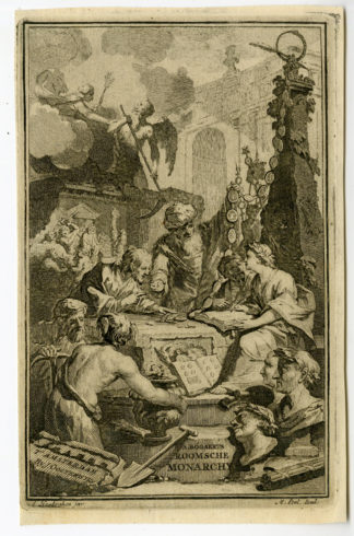 Antique Print-TITLE ENGRAVING-ROMAN MONARCHY-Houbraken-Pool-1718