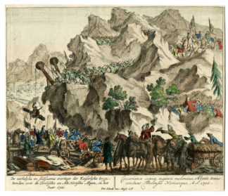 Antique Print-IMPERIAL ARMY CROSS ALPS-Schenk-c.1705