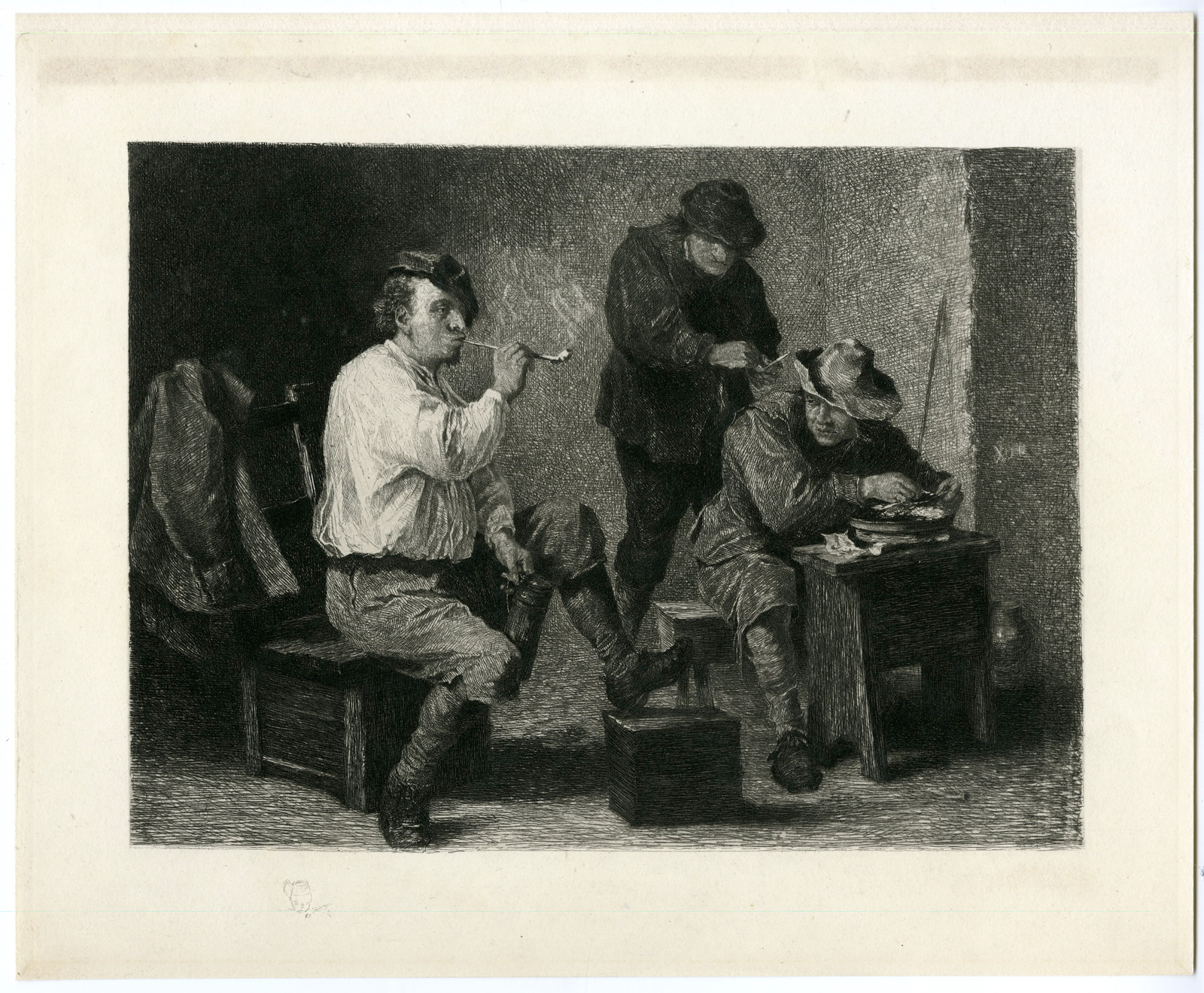 , Antique Print-PIPE SMOKERS-Teniers-19th.c., Pictura Antique Prints