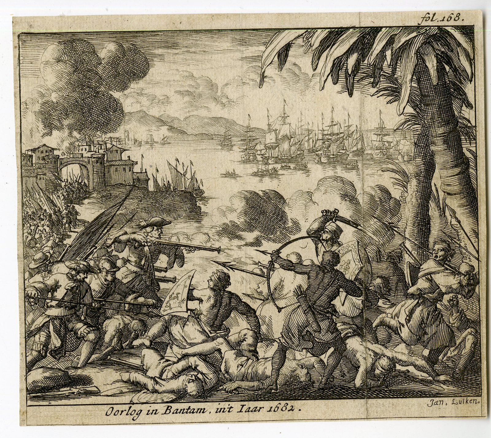 , Antique Print-WAR-BANTAM-INDONESIA-Luiken-1689, Pictura Antique Prints
