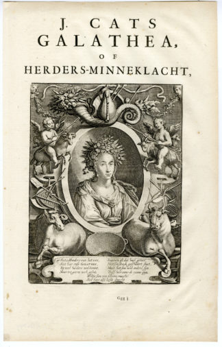 Antique Print-SHEPERDESS-GALATHEA-Jacob Cats-c.1700