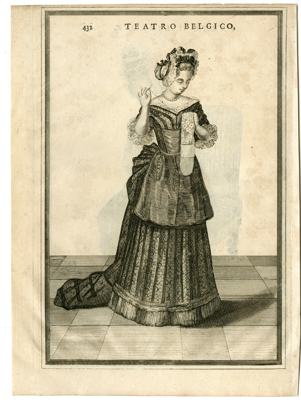 , Antique Print-EMBROIDERING-FEMALE-Swidde-c.1690, Pictura Antique Prints