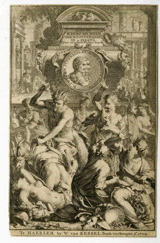Antique Print-FRONTISPIECE-ROMAN SATIRE-JUVENALIS-FLACCUS-Goeree-1709