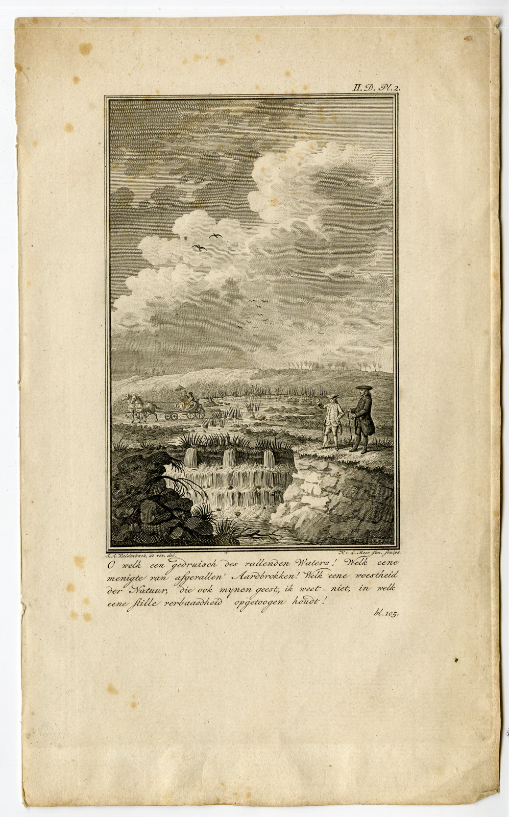 , Antique Print-WATERFALL-VELUWE-vam de Meer-Martinet-1779, Pictura Antique Prints