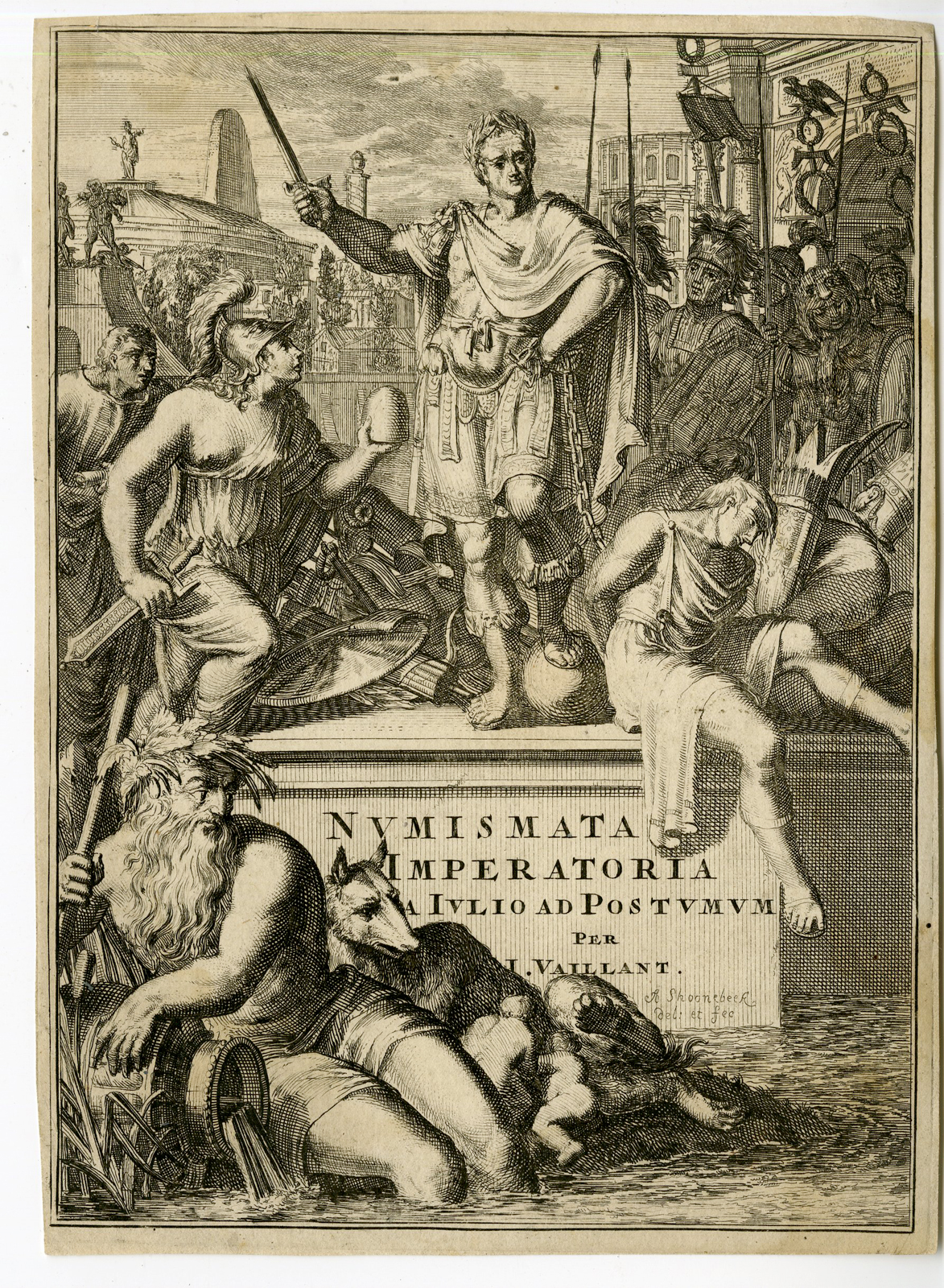 , Antique Print-FRONTISPIECE-JULIUS CEASAR-Schoonebeek-1694, Pictura Antique Prints