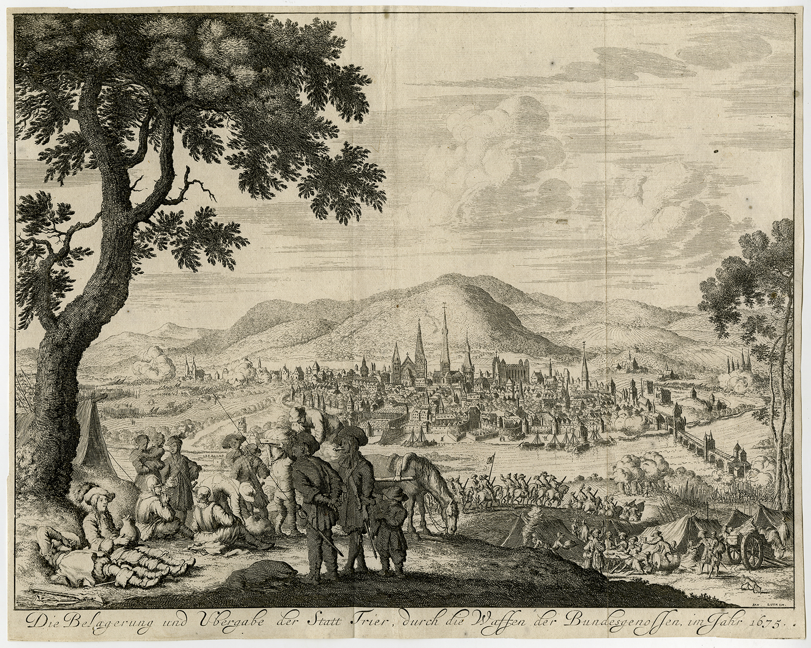 , Antique Print-SIEGE-SURRENDER-TRIER-Luyken-1680, Pictura Antique Prints