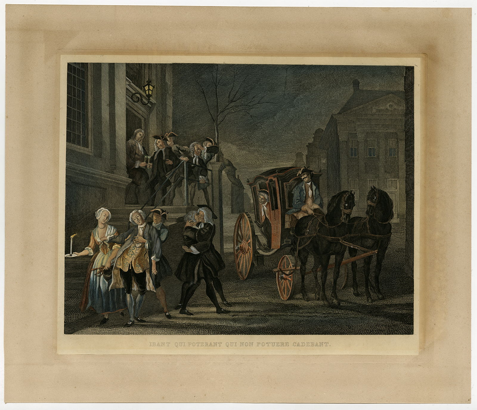, 5 Antique Master Prints-GENTLEMEN’S NIGHT-NELRI SERIES-Troost-Bruining-1850, Pictura Antique Prints