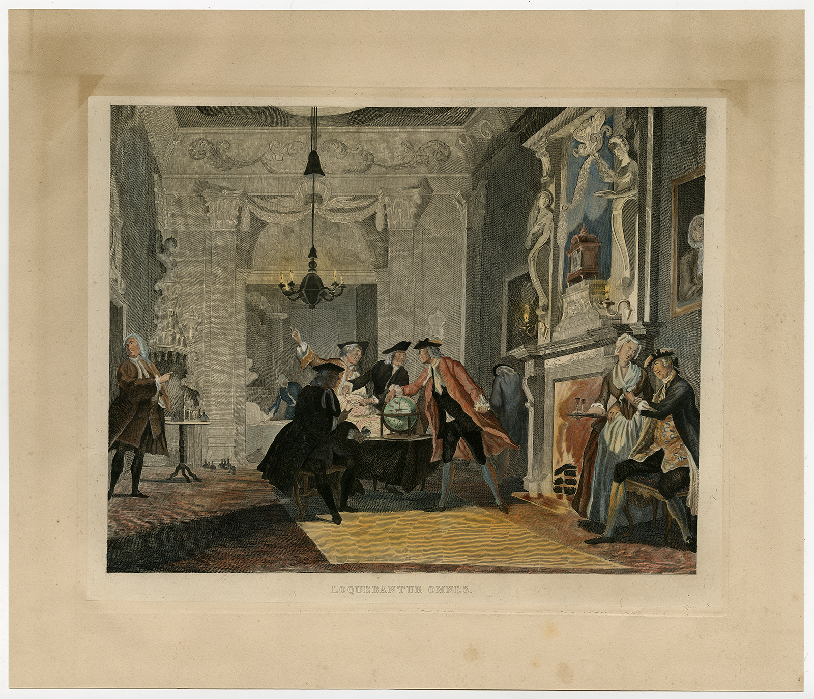 , 5 Antique Master Prints-GENTLEMEN’S NIGHT-NELRI SERIES-Troost-Bruining-1850, Pictura Antique Prints
