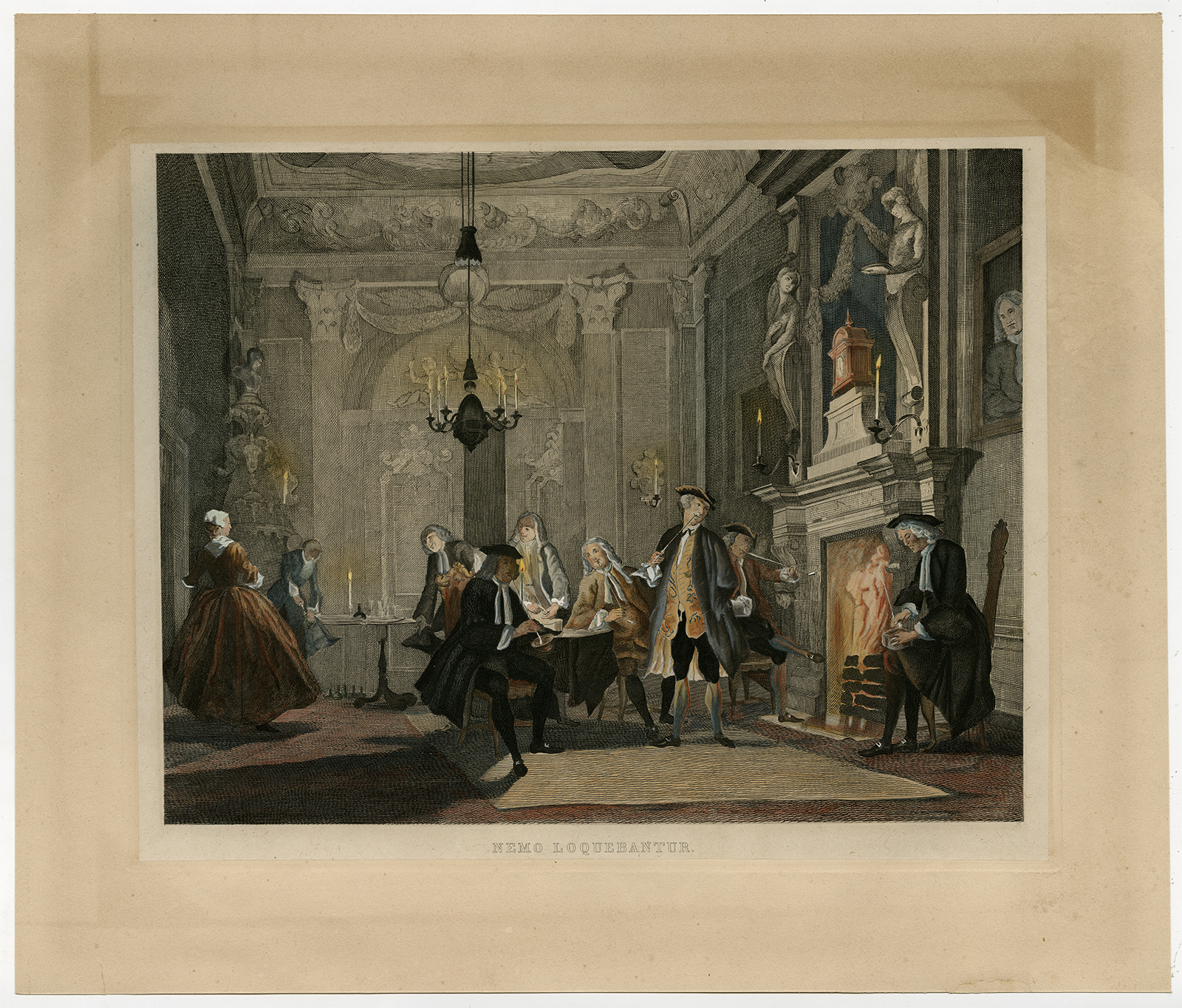, 5 Antique Master Prints-GENTLEMEN’S NIGHT-NELRI SERIES-Troost-Bruining-1850, Pictura Antique Prints