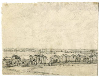 Antique Drawing-RHINE-BETUWE PANORAMA-WAGENINGEN-van Ishoven-1903