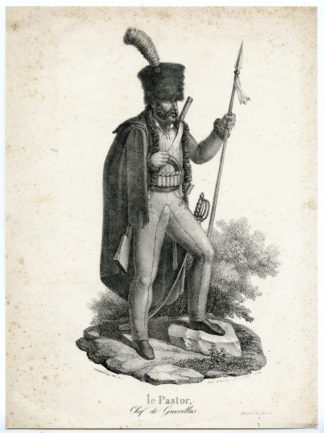 Rare Antique Print-LE PASTOR-GUERILLA CHIEF-Dusaulchoy-c.1825
