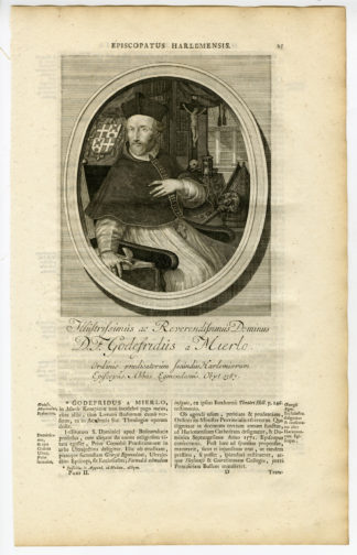 Antique Print-PORTRAIT-GODEFRIDUS VAN MIERLO-BISHOP-HOURGLASS-Bleyswijck-1726