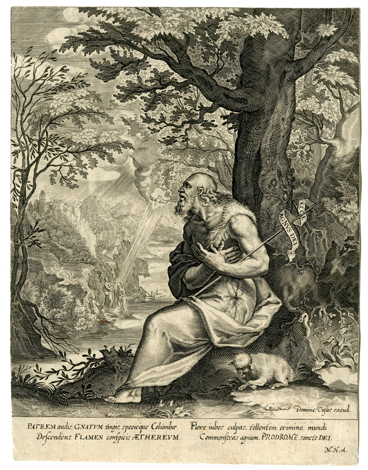 , Rare Antique Master Print-SAINT JOHN THE BAPTIST-LANDSCAPE-Custos-16th.c., Pictura Antique Prints