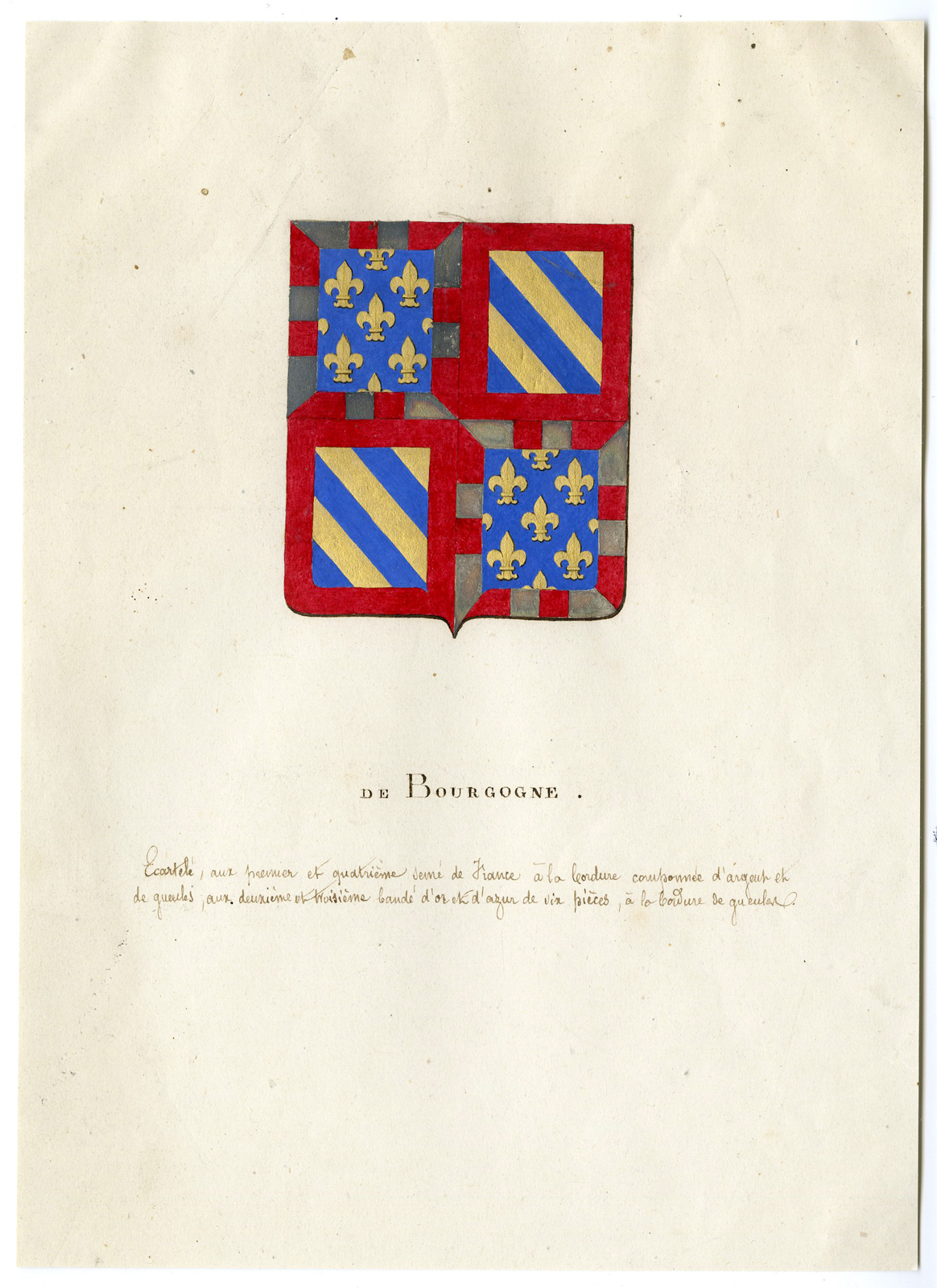 , Antique Drawing-COAT OF ARMS-BOURGOGNE-Anonymous-19th.c., Pictura Antique Prints