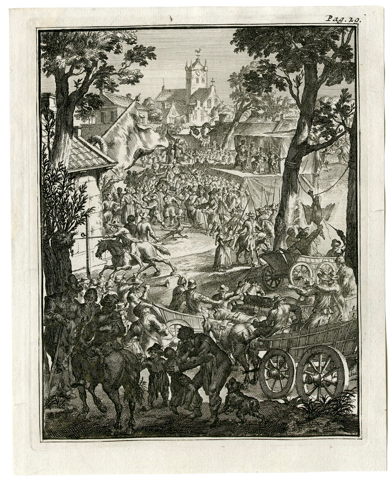 , Antique Print-COUNTRY FAIR-GAMES-FUN-PLAY-Rotgans-1708, Pictura Antique Prints
