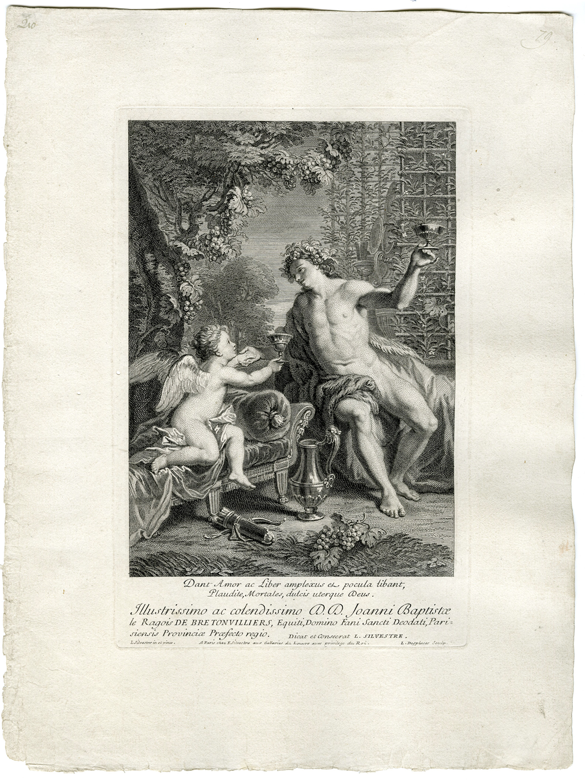 , Antique Master Print-AMOR-BACCHUS-LOVE-WINE-Desplaces-c.1720, Pictura Antique Prints