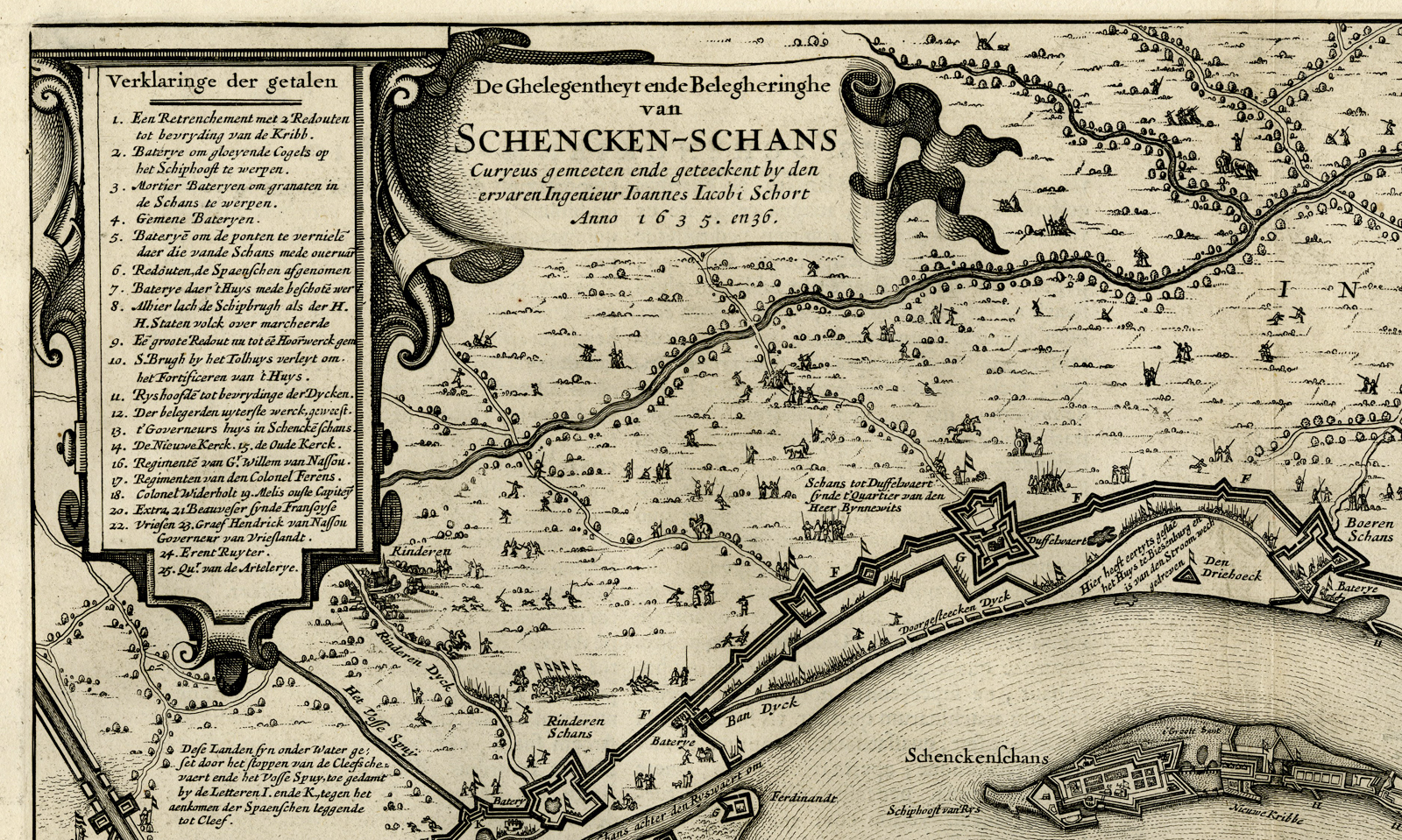 , Antique maps and views-Set of 3-SCHENCKENSCHANS-TOLHUIS-J. Blaeu-1649, Pictura Antique Prints