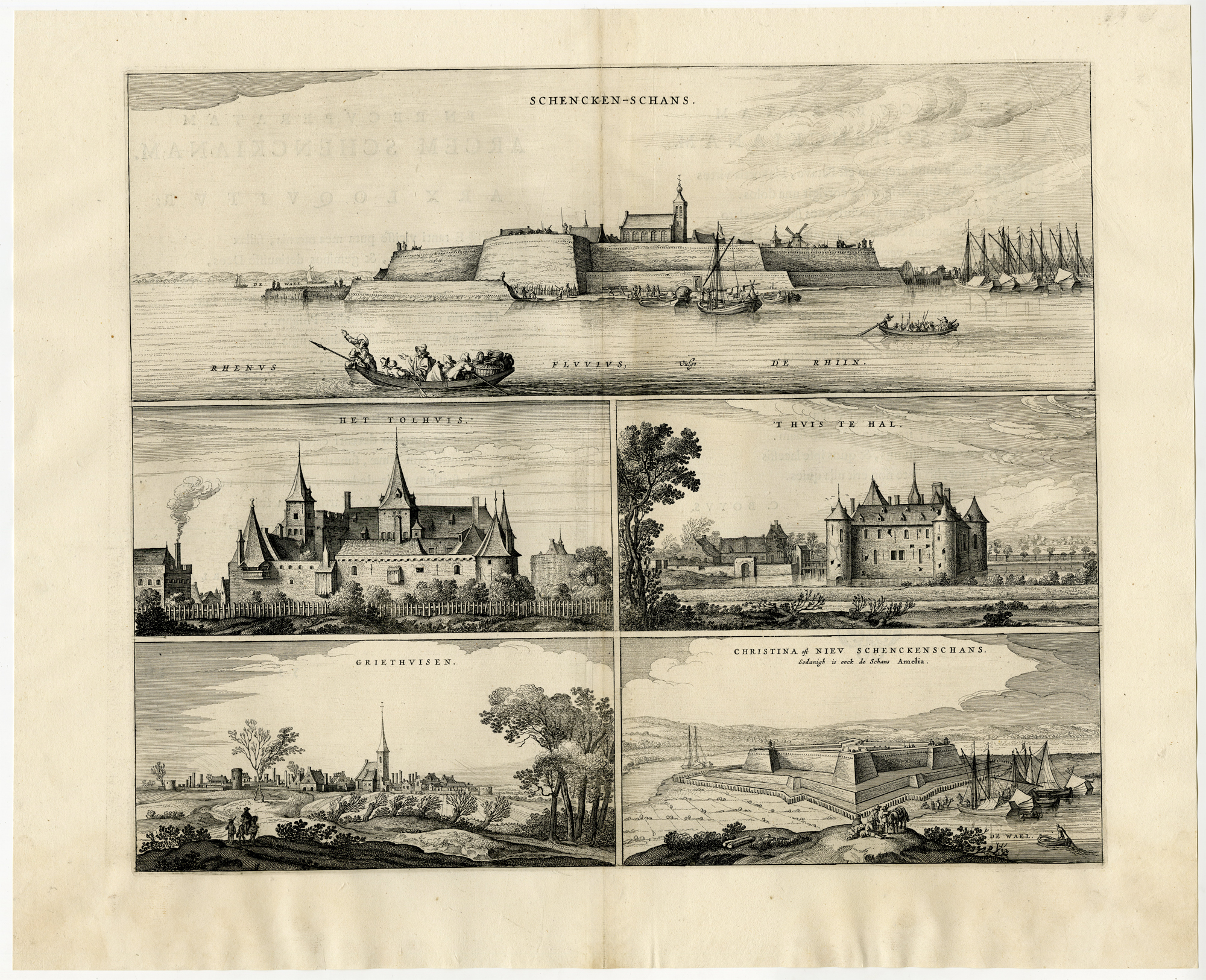 , Antique maps and views-Set of 3-SCHENCKENSCHANS-TOLHUIS-J. Blaeu-1649, Pictura Antique Prints