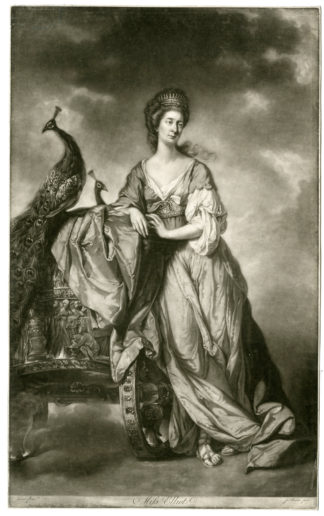 Antique Master Print-PORTRAIT-ANNE ELLIOT-JUNO-PEACOCK-Kettle-Watson-c.1780