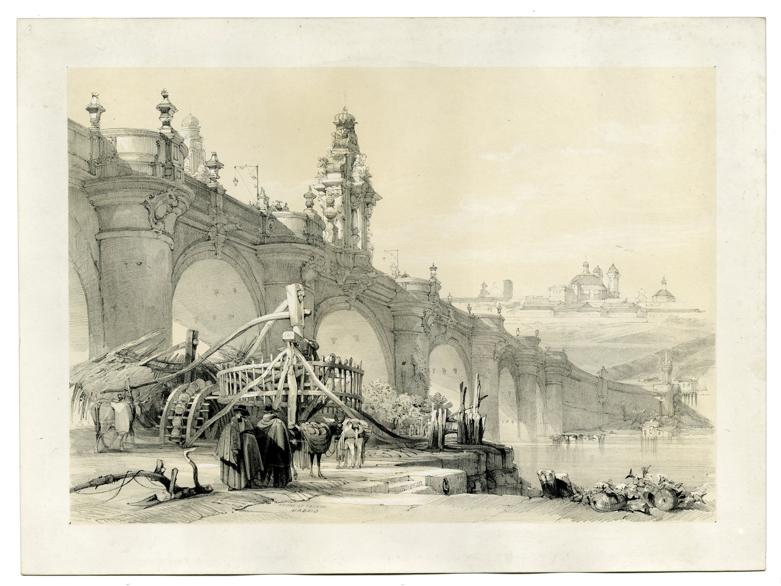 , Antique Print-VIEW-TOLEDO BRIDGE-MADRID-Roberts-Forster-1837, Pictura Antique Prints