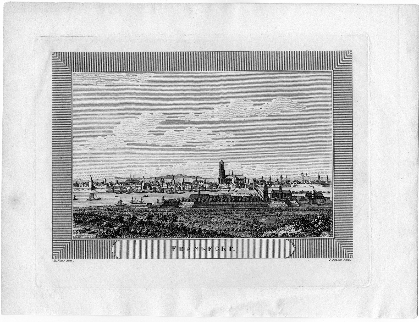 , Antique Print-FRANKFURT-GERMANY-RHINE-SHIP-VIEW-Jones-Williams-1810, Pictura Antique Prints