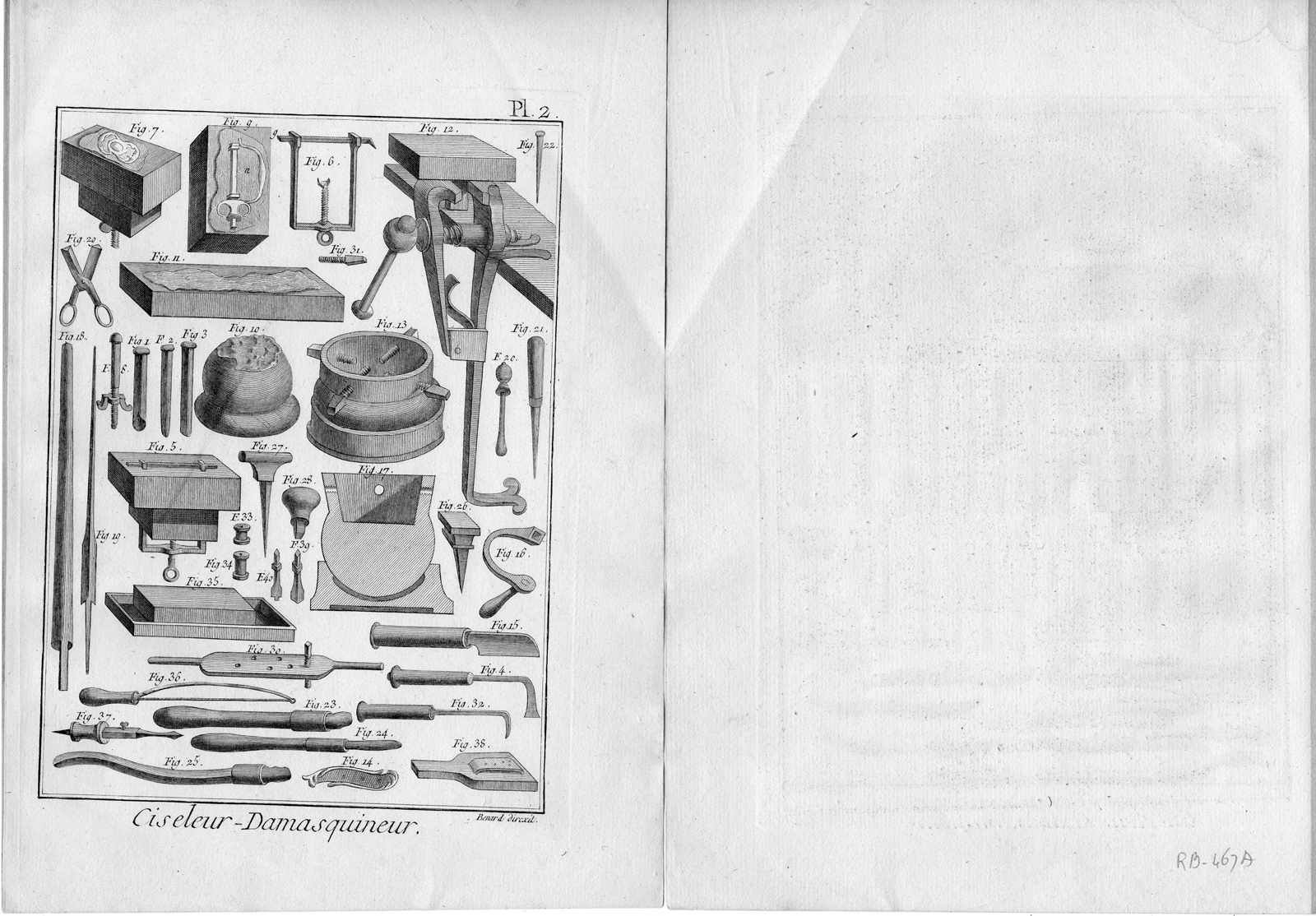 , 2 Antique Prints-CISELEUR-DAMASQUINEUR-METAL-ENGRAVING-Diderot-Benard-c. 1750, Pictura Antique Prints