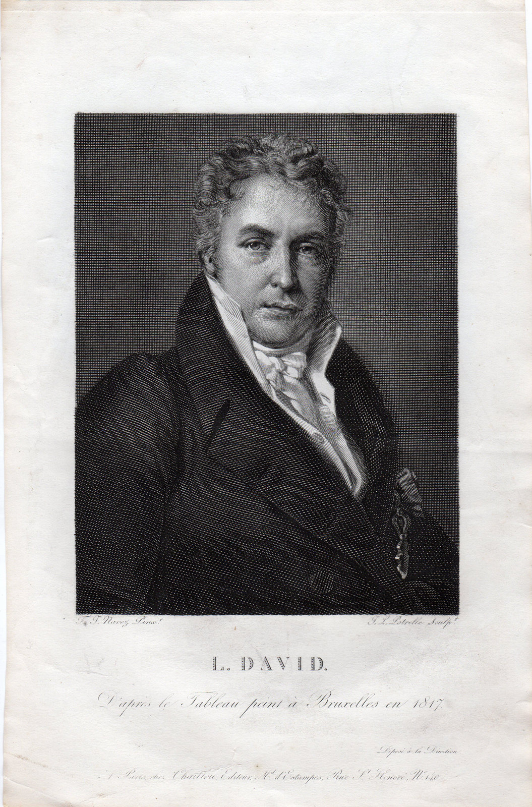 , Antique Print-JAQUES LOUIS DAVID-PAINTER-PORTRAIT-Navez-Potrelle-c.1820, Pictura Antique Prints