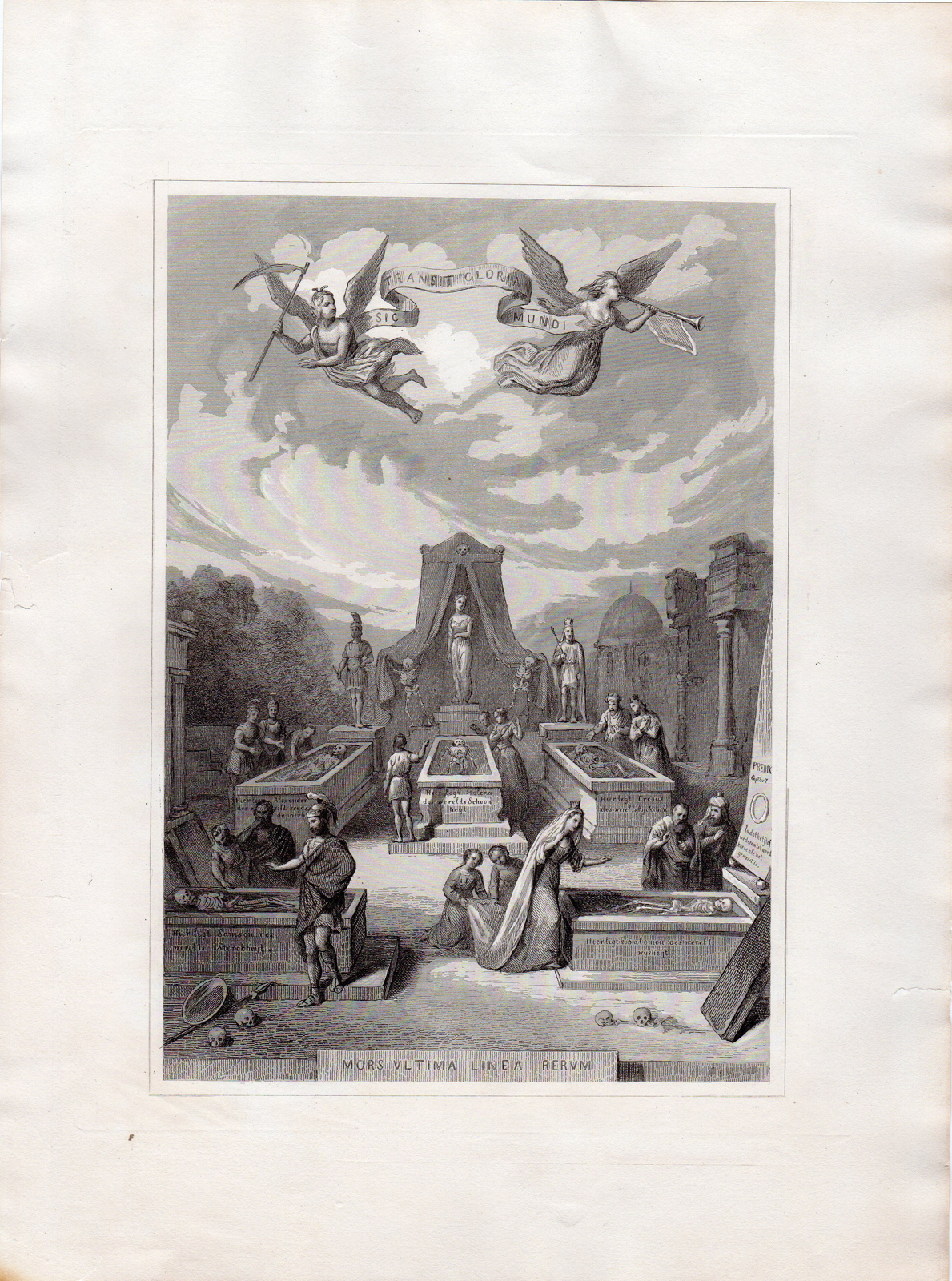 , Antique Print-TOMB-DEATH-SKELETON-GRAVE-ALLEGORY-Anonymous-c. 1840, Pictura Antique Prints