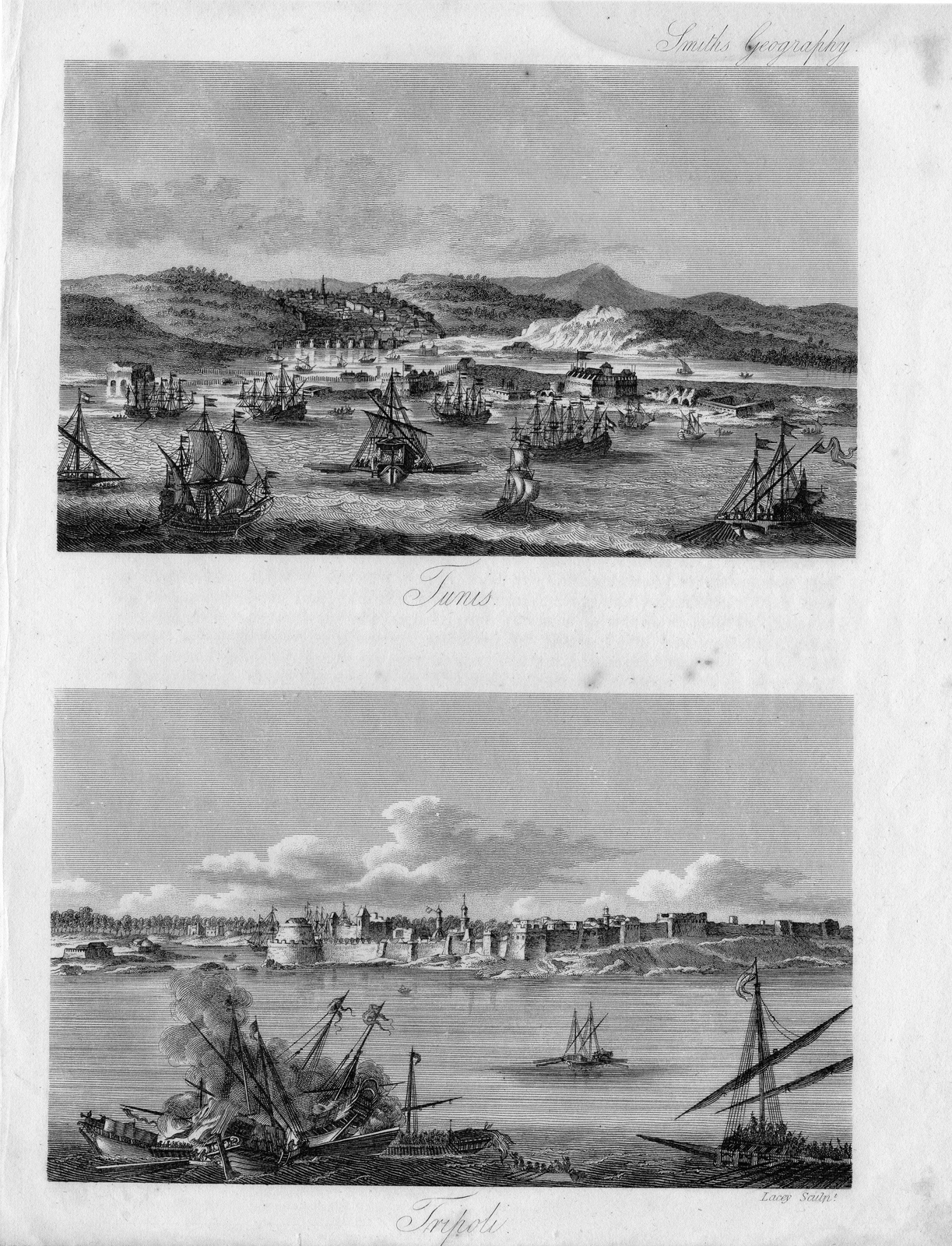 , Antique Print-TUNESIA-TUNIS-AFRICA-TRIPOLI-LIBYA-SHIPS-Lacey-1810, Pictura Antique Prints